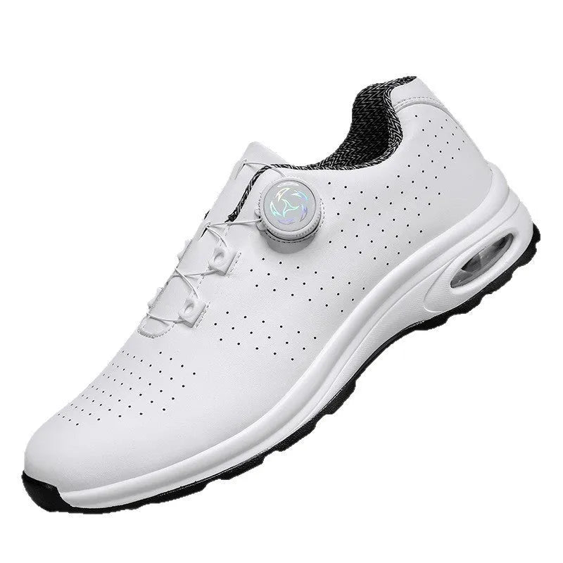 Low top mesh tennis shoes with cross straps and composite sole in black and white