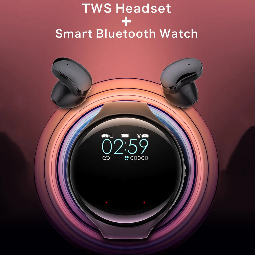 Black smart fitness bracelet with detachable Bluetooth earbuds for heart rate and step tracking