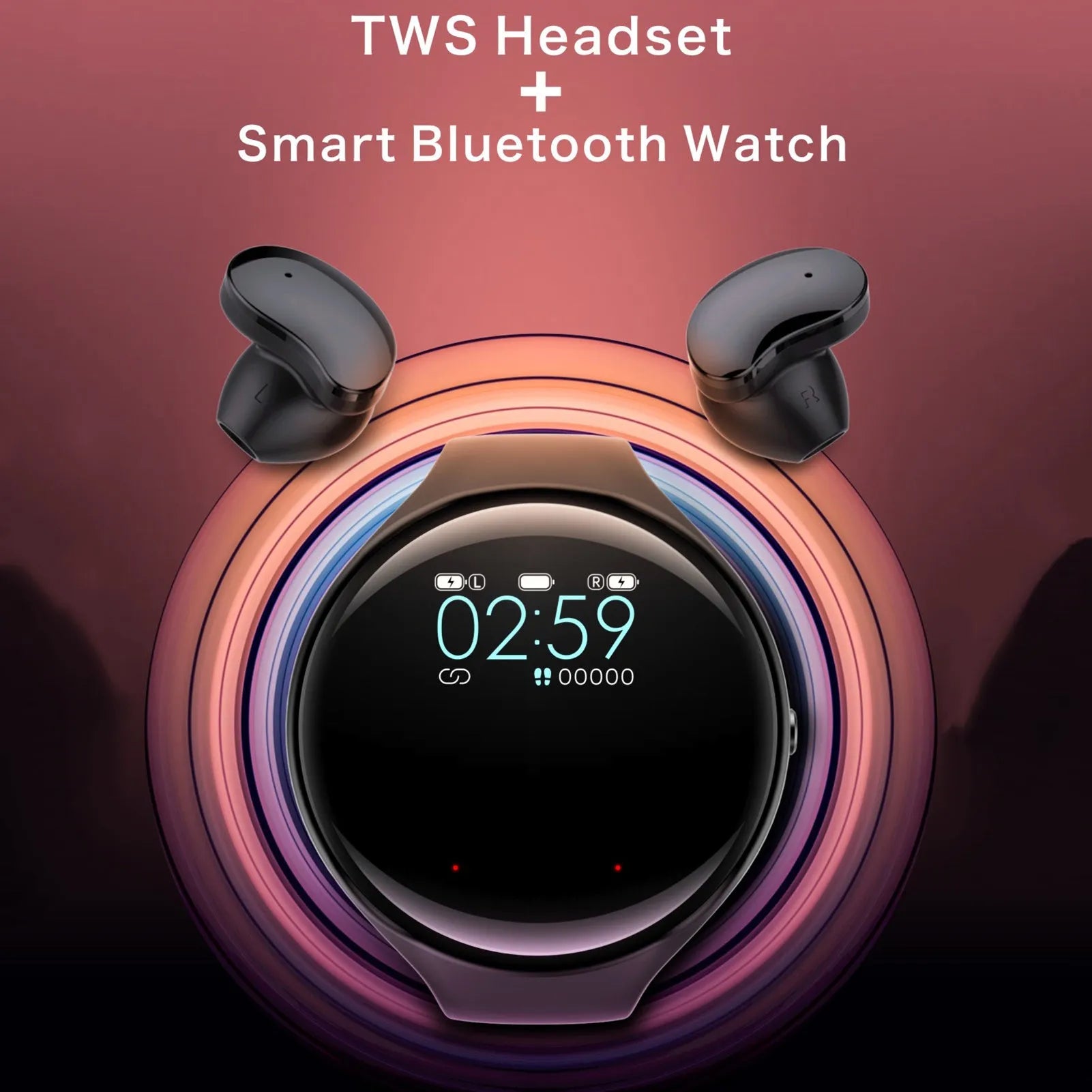 Black smart fitness bracelet with detachable Bluetooth earbuds for heart rate and step tracking