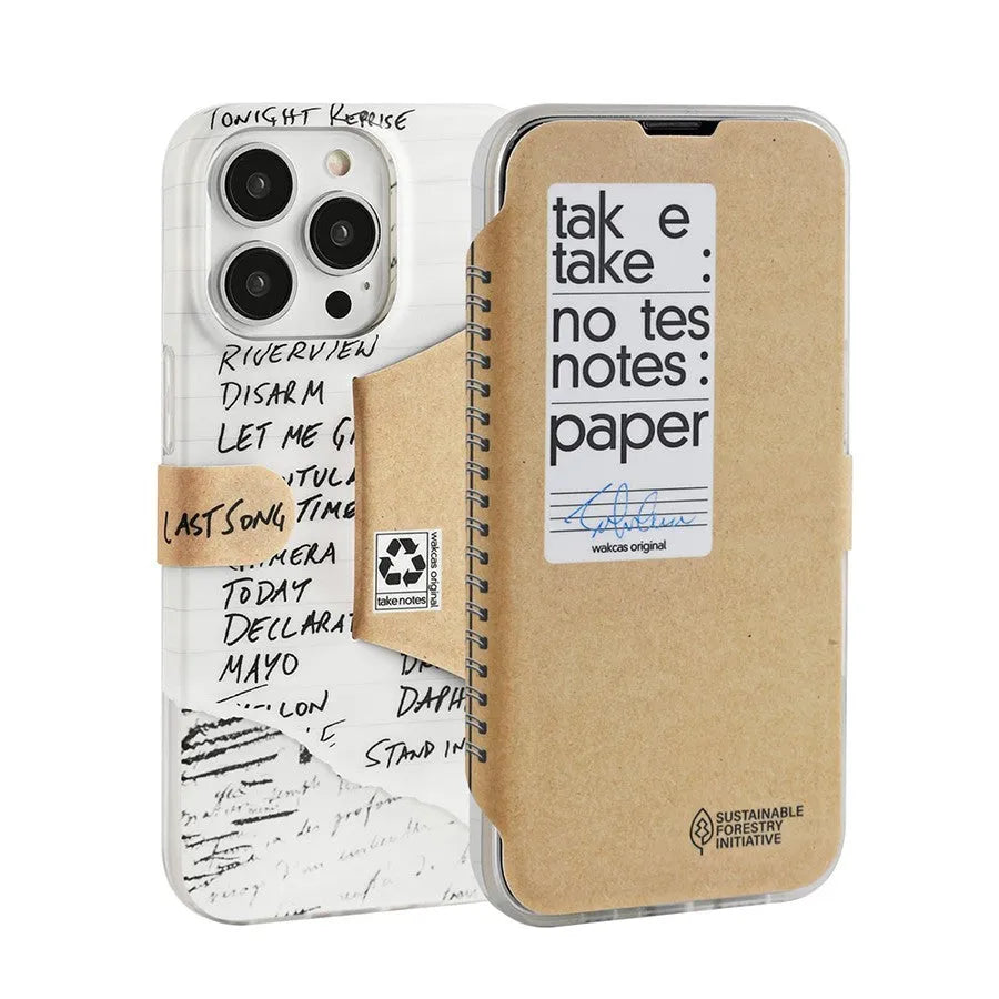 Minimalist flip stand iPhone case in kraft paper textured book case colour with TPU fall protection
