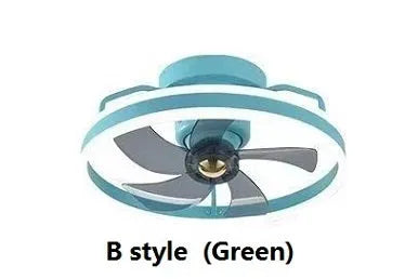 Modern white ceiling fan light with acrylic lampshade and five polycarbonate blades.