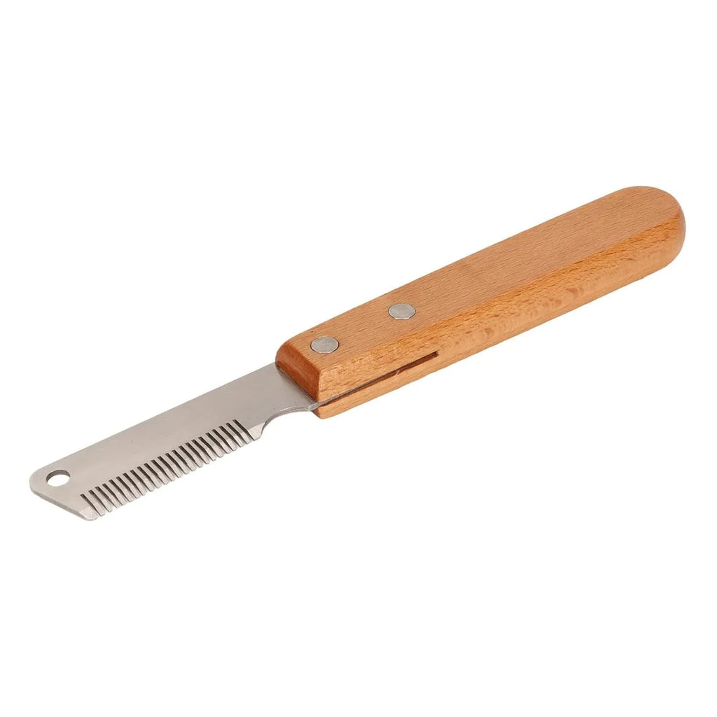 Wood-handle pet stripping comb grooming tool for cats and dogs in two sizes