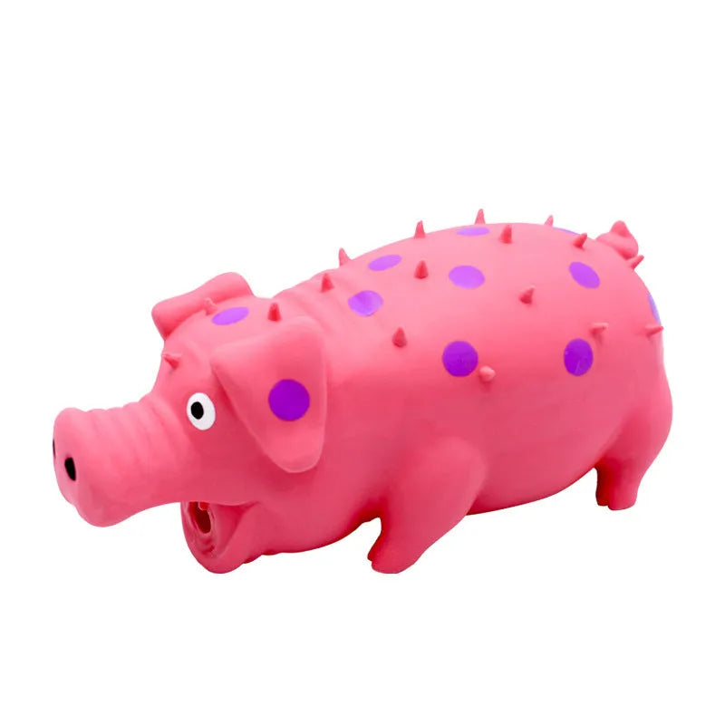 Pig-shaped squeaky dog chew toy in assorted colours for aggressive chewers