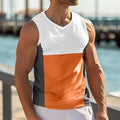 Men's blue contrast panel sports vest for running and fitness on a mannequin