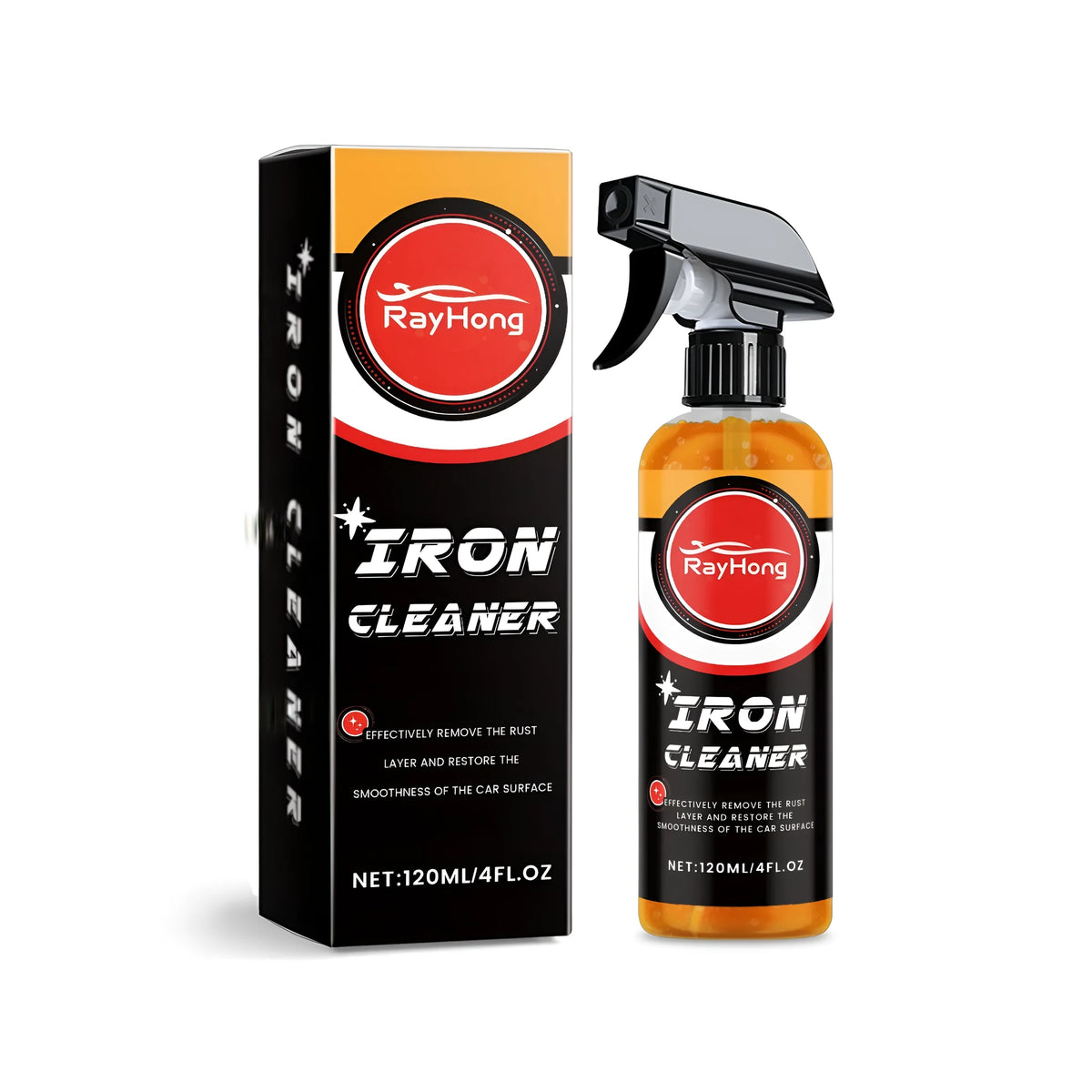 120ml iron cleaner spray bottle 6x4.5x20.3cm with water, citric acid, sodium gluconate formula