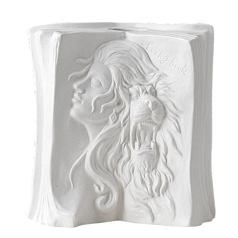 Glazed ceramic book stand ornament in modern simplicity style for desktop storage and office decoration