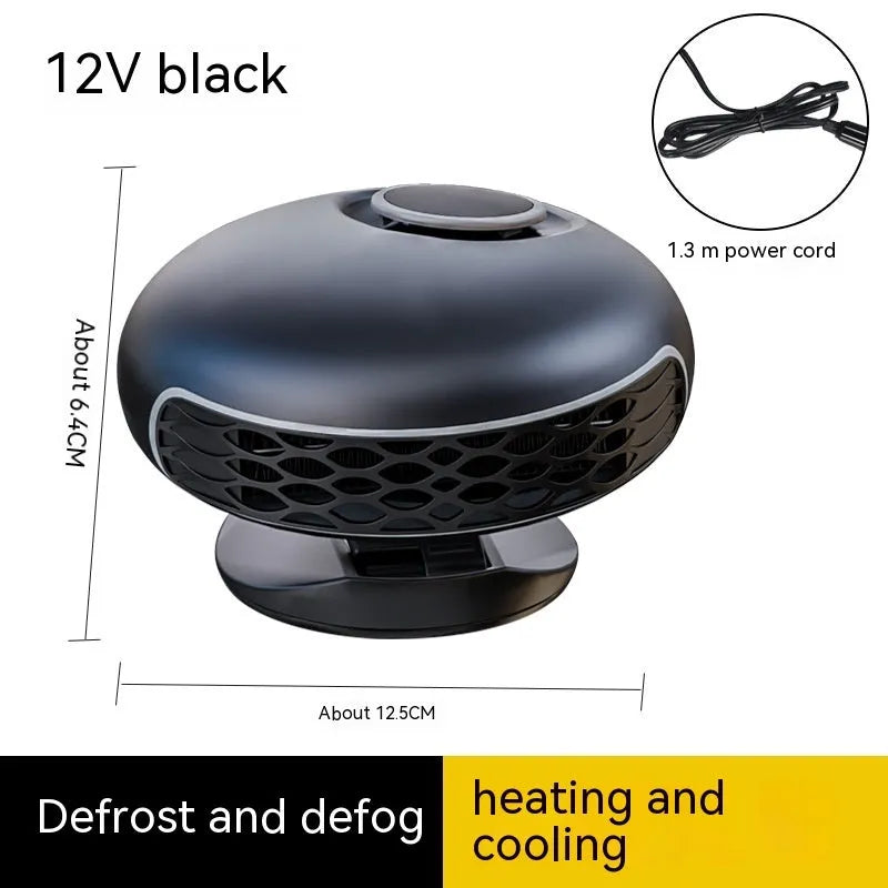 Black car warm air blower heater with cable for 12V or 24V vehicle defrosting and demisting