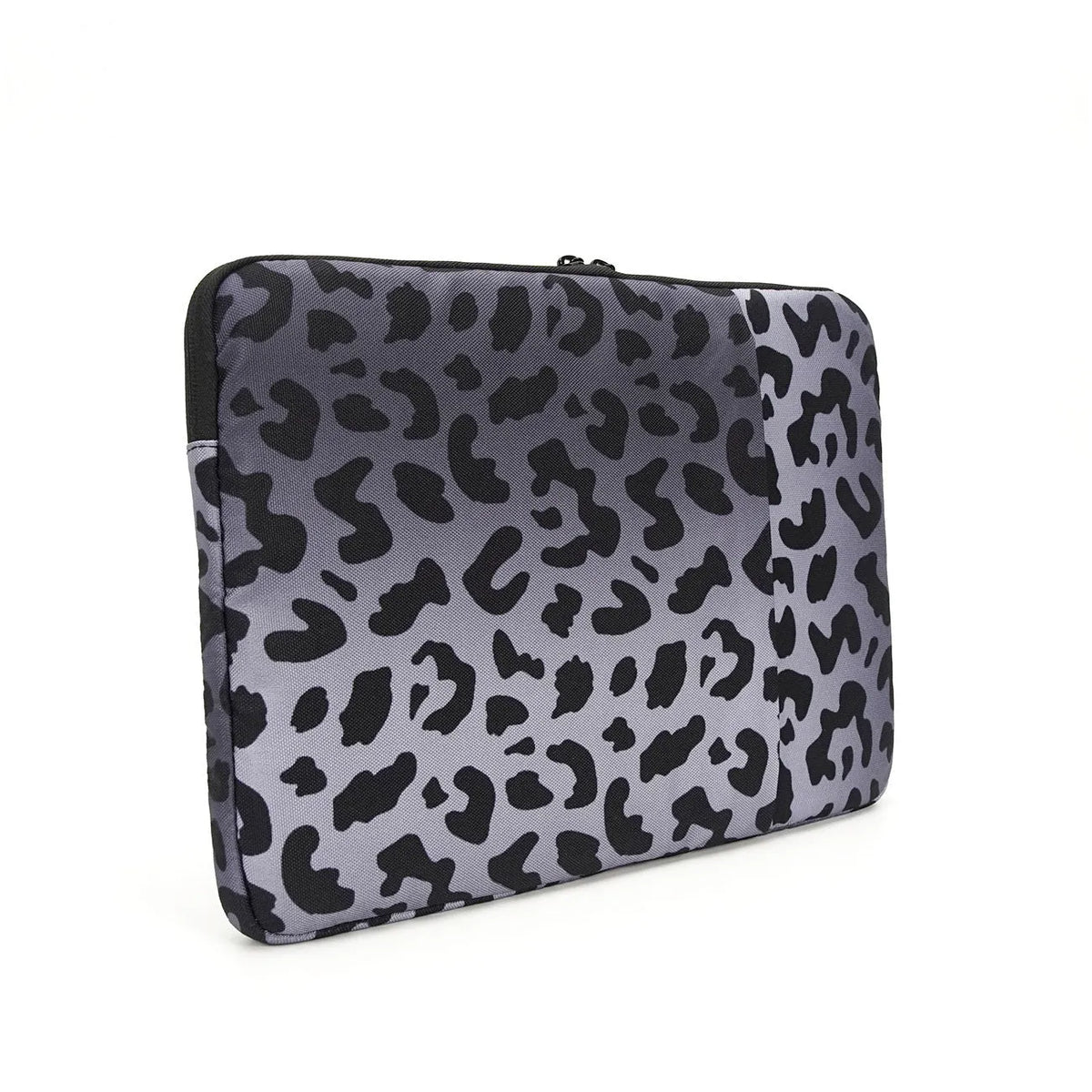 Leopard print laptop sleeve protective case with flannel interior for 13 to 16 inch devices