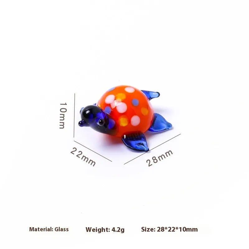 Set of six geometric glass turtle desktop decorations in assorted colour combinations