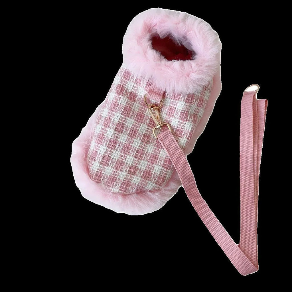 Pink cat costume set with beret and cloak for female cats