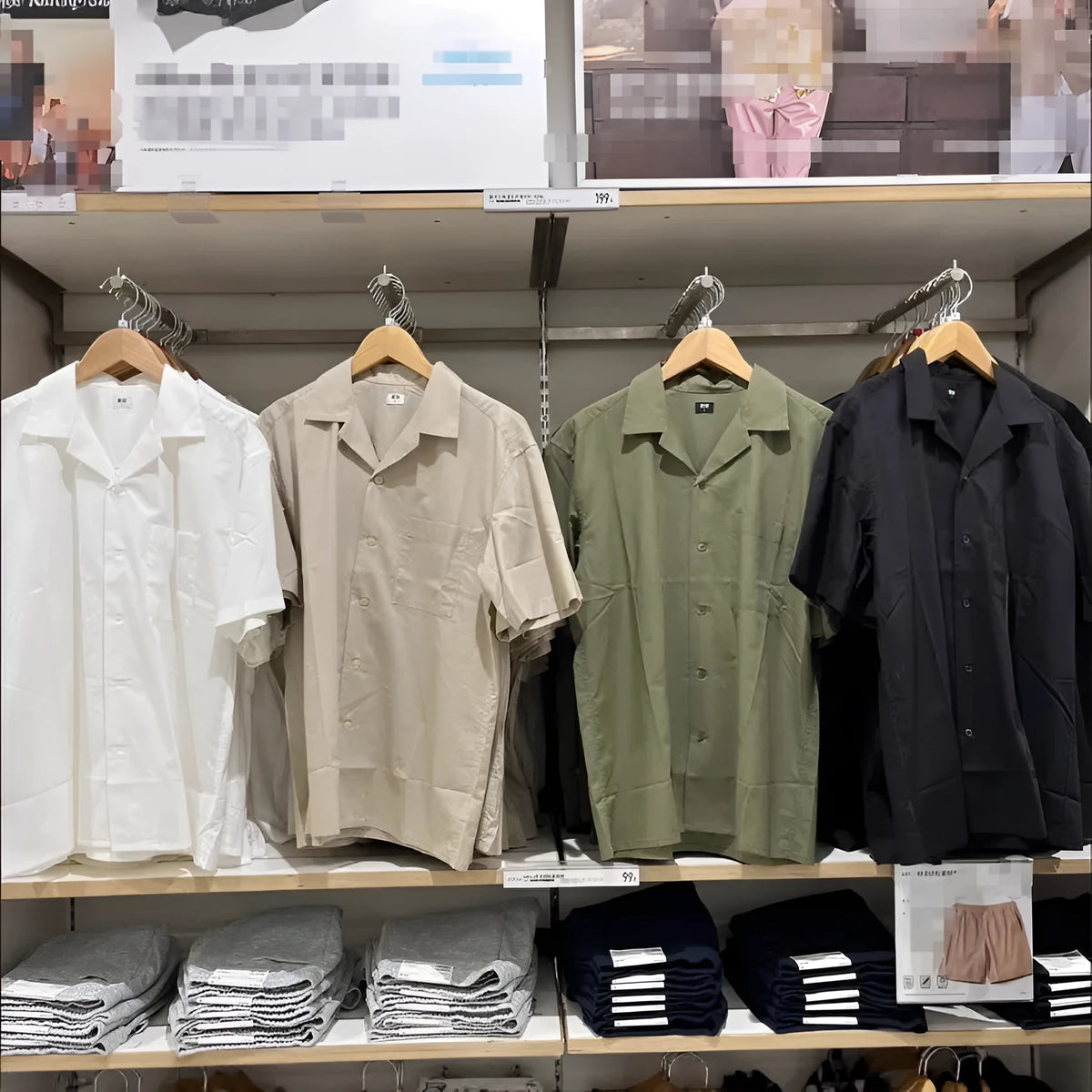 Men's modal cotton open collar shirt in Japanese Korean casual style