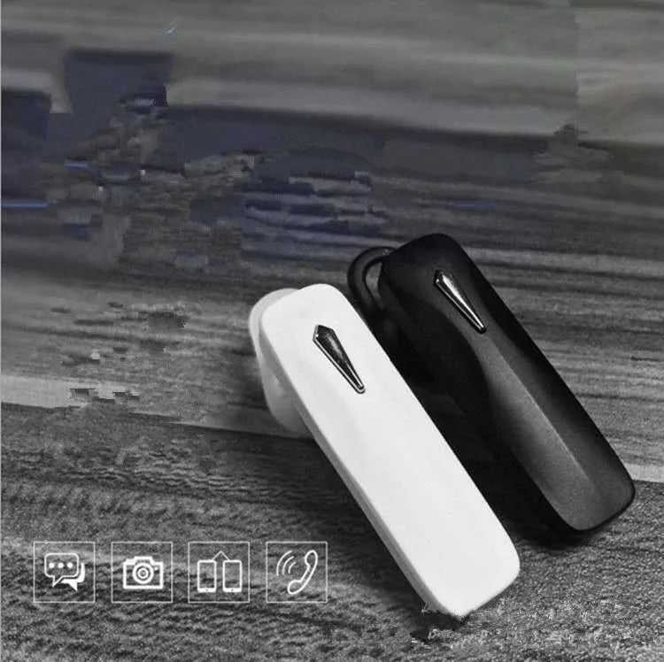 M163 Bluetooth 4.1 car headset in black or white with stereo controls and hands-free calling features