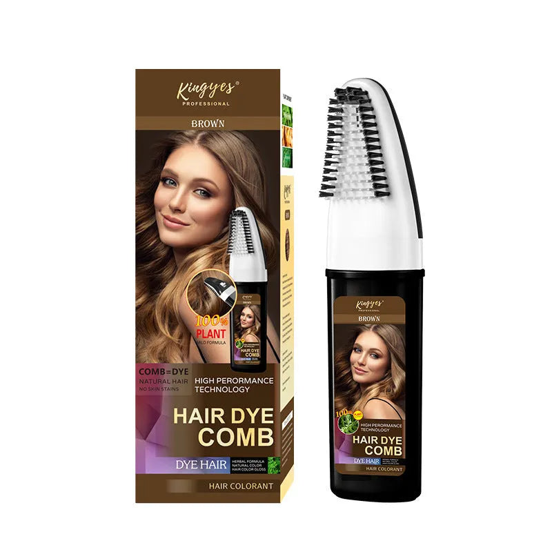Hair colouring comb and 200ml bottle of dye in Brown, Wine Red, or Dark Brown shade.