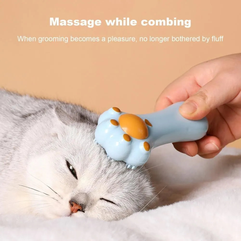 Cartoon design cat massage comb and dental toy with rounded teeth and catnip compartment