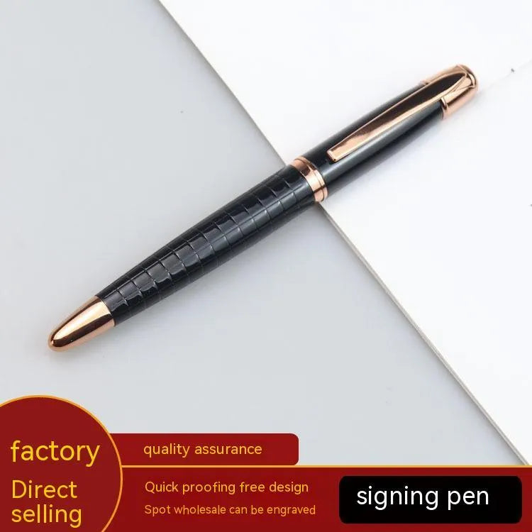 Gun grey metal roller pen measuring 13.5cm with water-based paint refill
