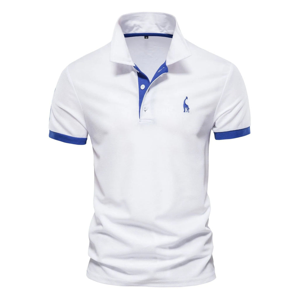 Men's slim fit embroidered deer T-shirt in cotton blend fabric.