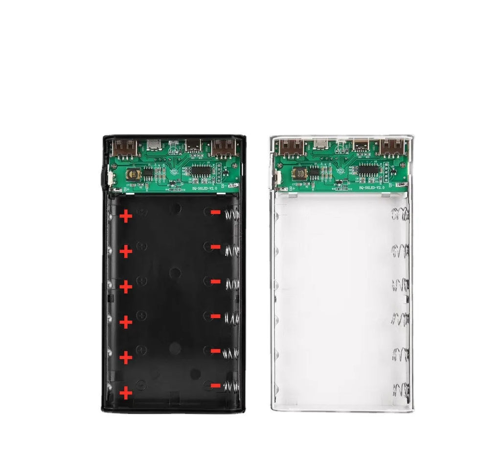 Digital display power bank DIY kit with plastic shell and multiple USB ports