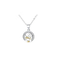 Sun Moon Tooth Couple Necklace showing electroplated copper pendant with cross chain