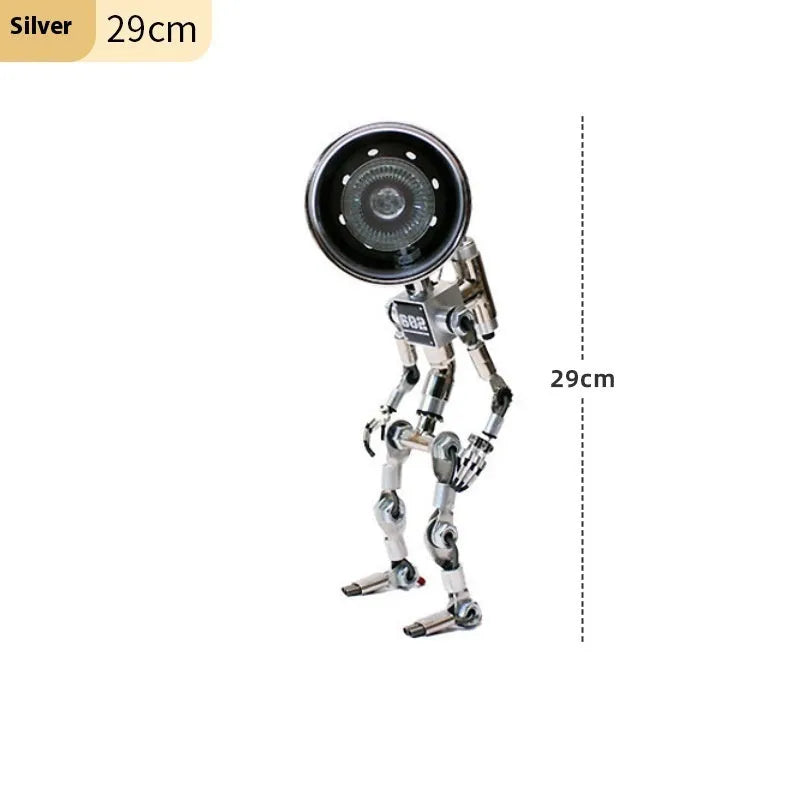 Silver copper robot atmosphere light body available in 22cm and 29cm sizes for study decor