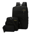 Men's USB charging casual computer bag three-piece set in solid colours with multiple compartments and air pillow belt