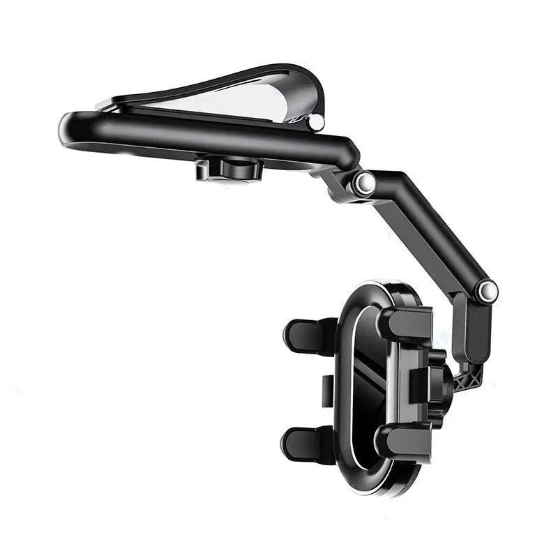 Black and green car mount sun visor rear seat phone holder with buckle clip
