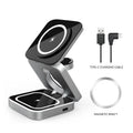 Three-in-one desktop wireless charging bracket with foldable stand and magnetic ring