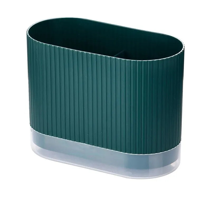 Plastic wall-mounted chopstick tube holder with drainage channels in beige, green or orange colours