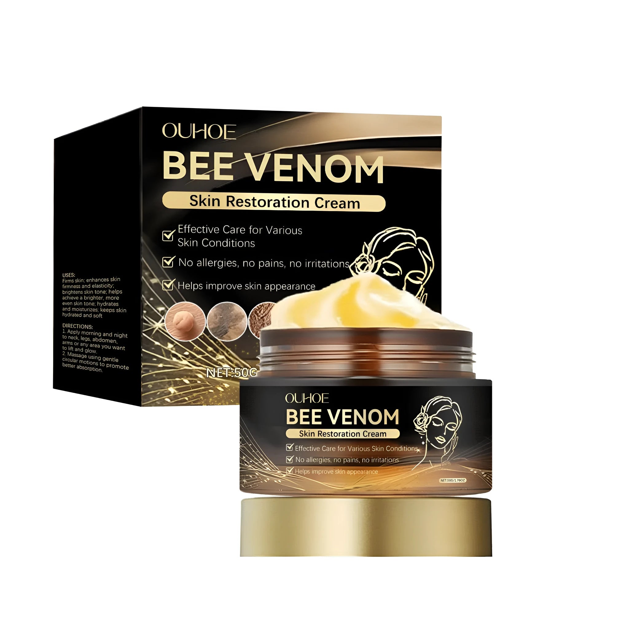 50g jar of skin repair cream with bee venom and peptide formulation