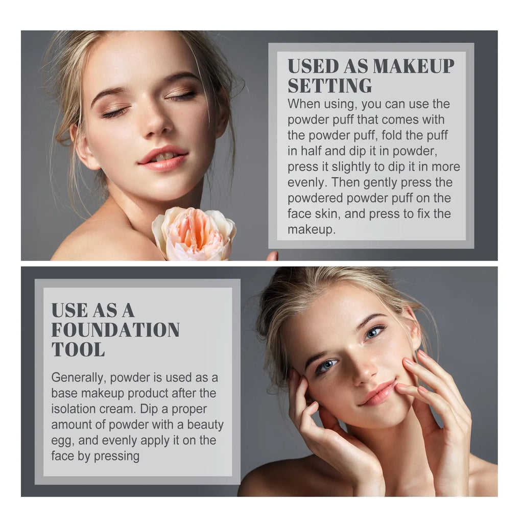 Natural finishing powder compact with 8g content in classic ivory, natural beige and pure beige colour options