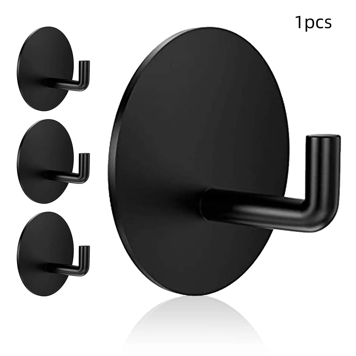 Stainless steel self-adhesive round hook with black and polished finish options