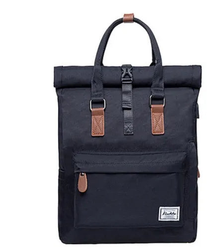 Men's casual backpack in black, dark grey, or green with laptop pocket and zipper compartment