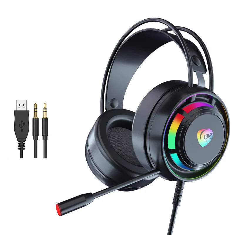 Black wired gaming headset with microphone, sponge ear cushions, and 50mm drivers