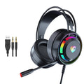 Black wired gaming headset with microphone, sponge ear cushions, and 50mm drivers