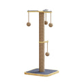 Windmill-shaped cat climbing frame with hanging ball toy made from pine wood and carpet leather