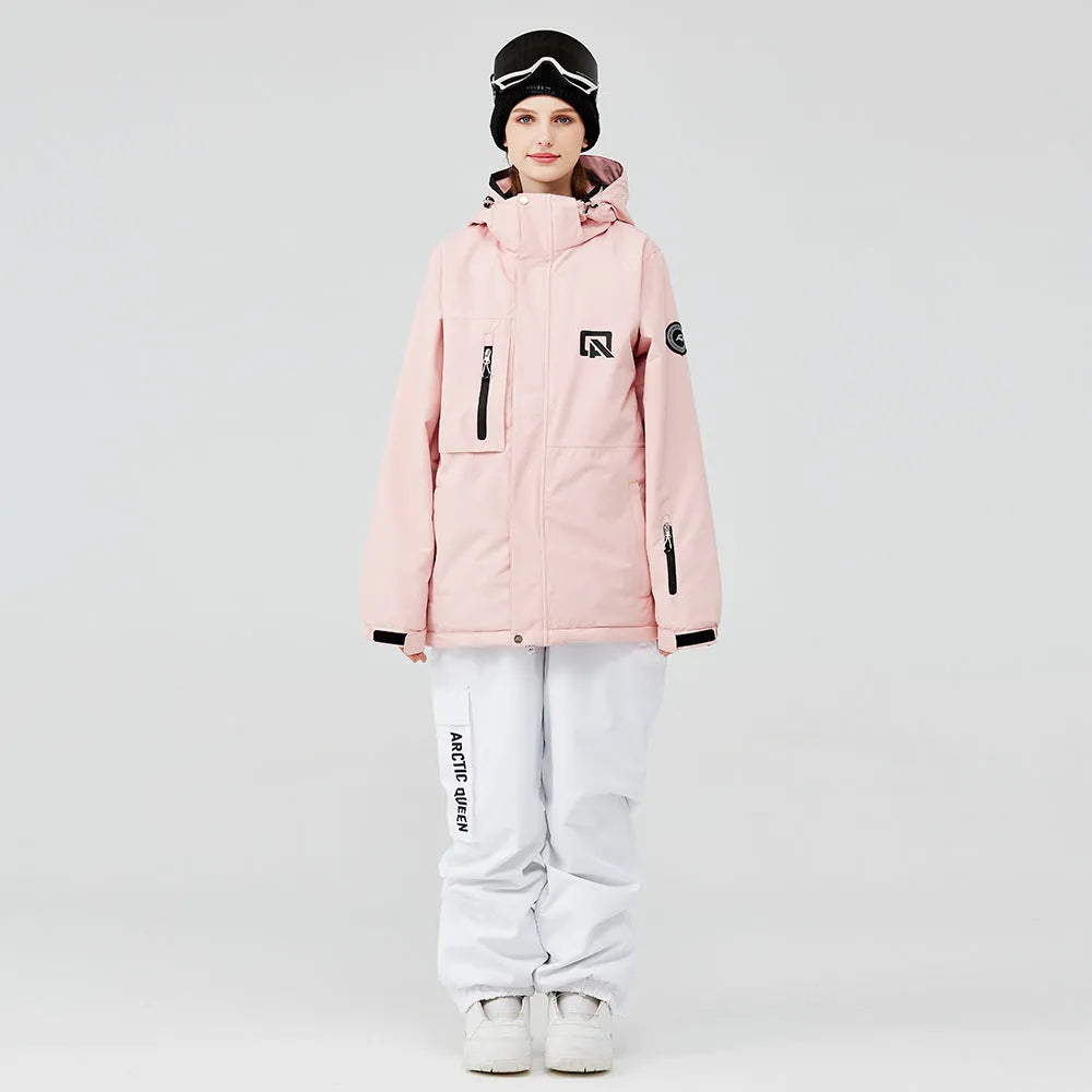 Blue and black unisex waterproof winter ski suit for snow sports