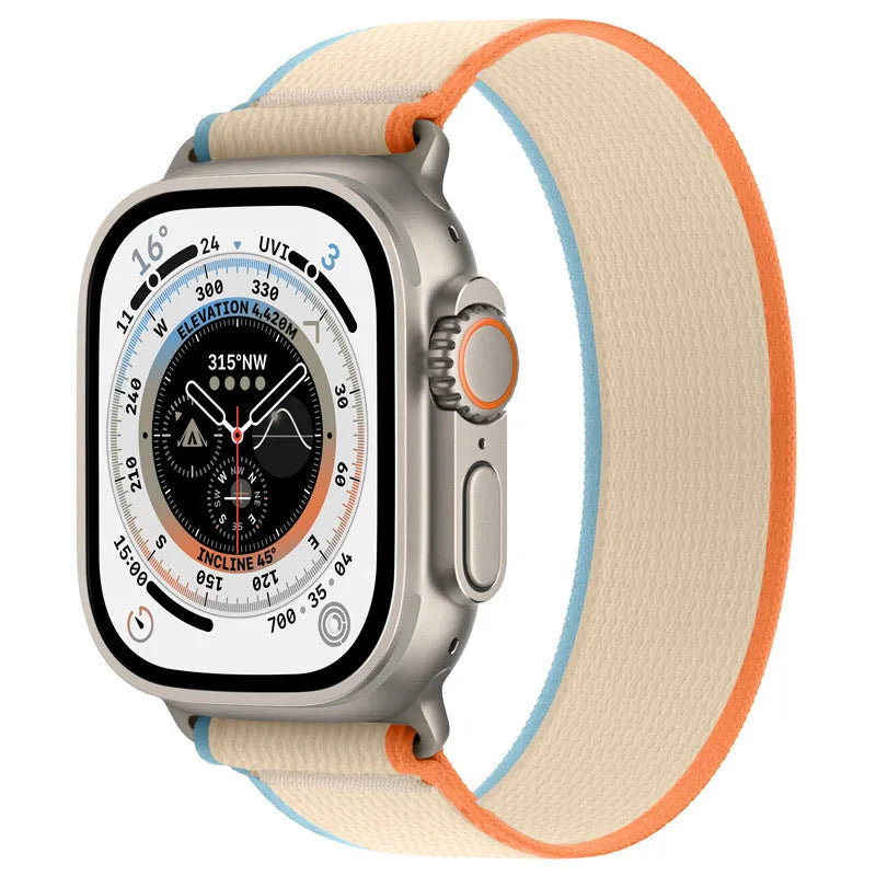 Nylon Apple Watch replacement strap with single ring buckle in various colours