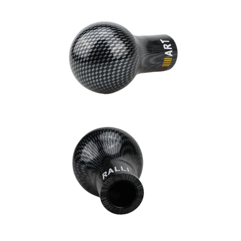 Mitsubishi car manual gear head in five colour options: white, black, carbon fibre, bright blue and luminous red