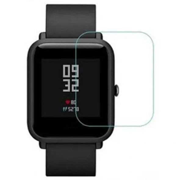 Amazfit Bip S smartwatch with transparent TPU hydrogel screen protector applied