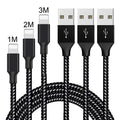 Braided Android fast charging Micro USB cable in black and white, showing length options.