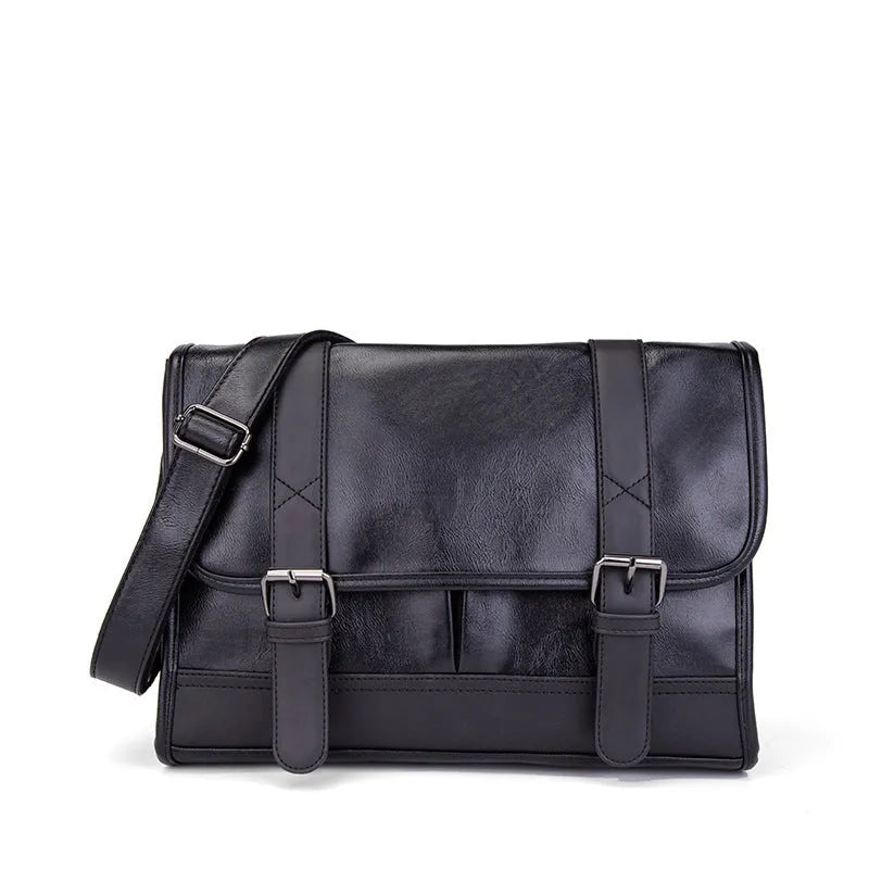 Black men's anti-theft commuter backpack with Korean styling and contrast stitching