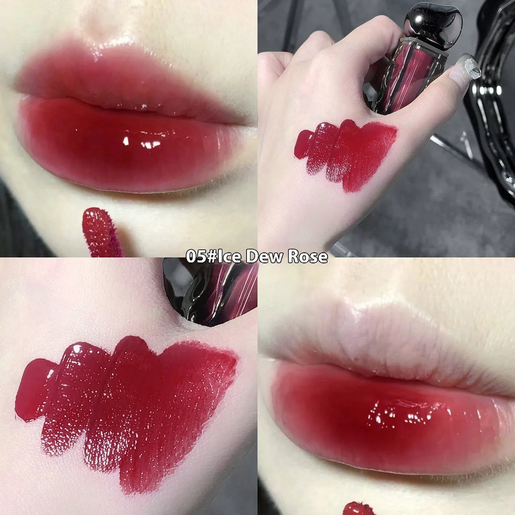 Glacier Lava Lip Lacquer tube with mirror, shown in one of seven colour options.