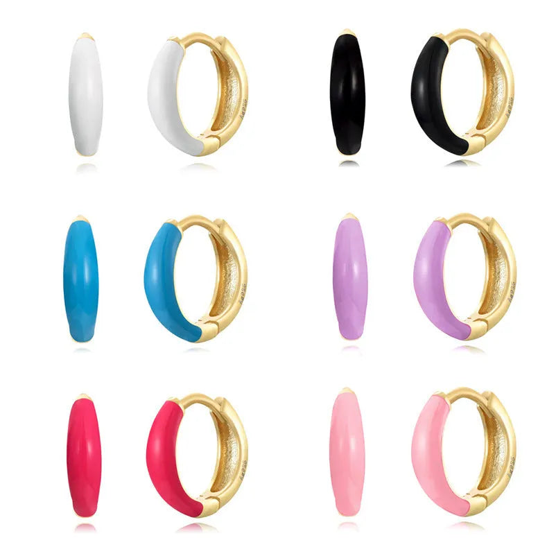 Geometric U-shaped epoxy resin earrings in colourful options on silver needle copper base