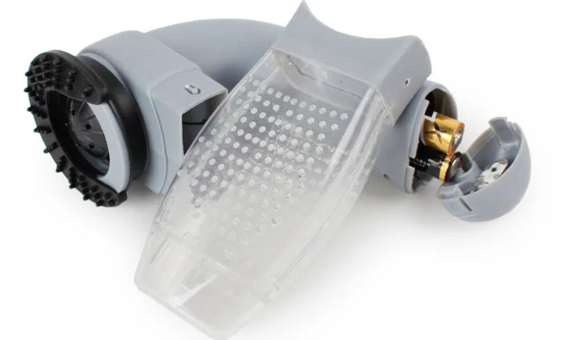 Grey portable electric pet hair vacuum cleaner with soft rubber grooming head