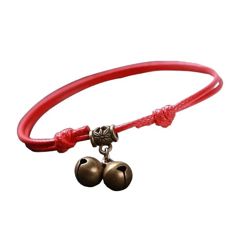 Adjustable nylon rope dog collar with brass bell and buckle for small pets