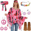 Tie dye cloak costume with sleeveless bell sleeves in vibrant spandex fabric for Halloween events