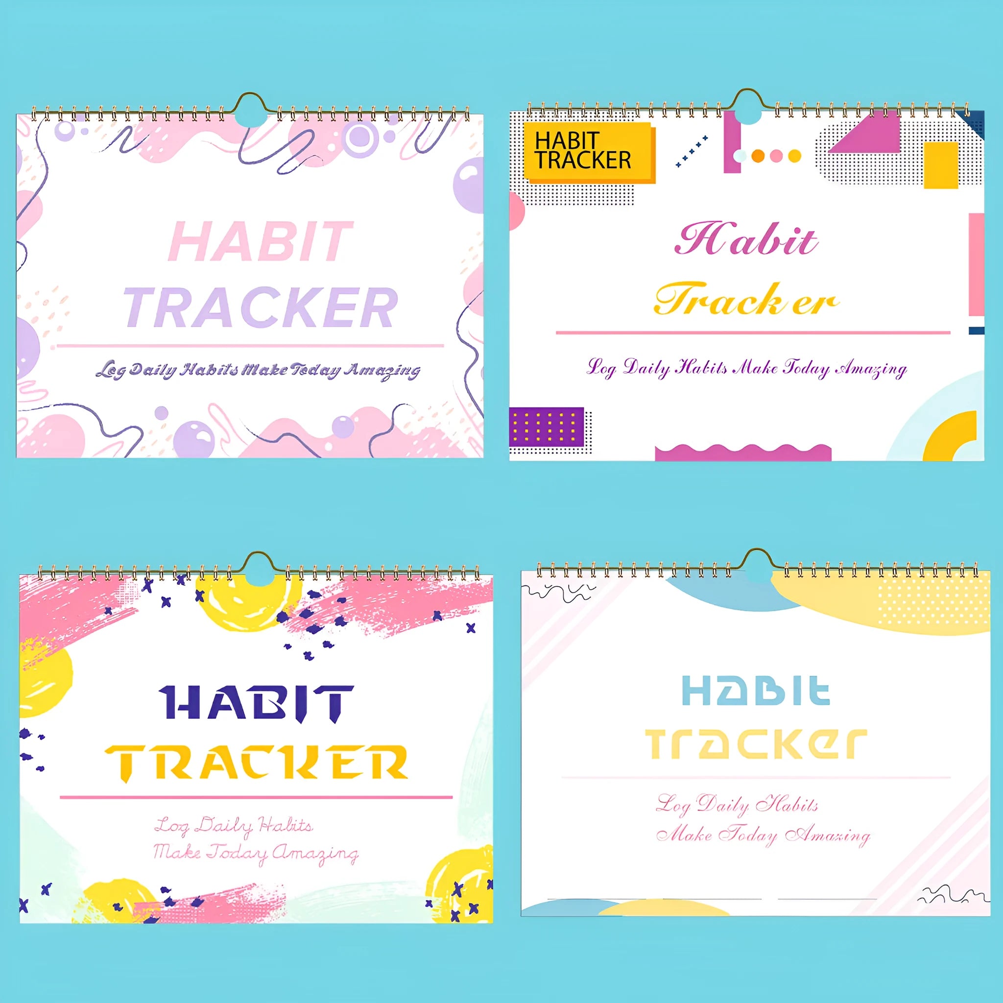 A4 habit tracking notebook in Flower White cover, open to show 12 internal pages for schedule recording.