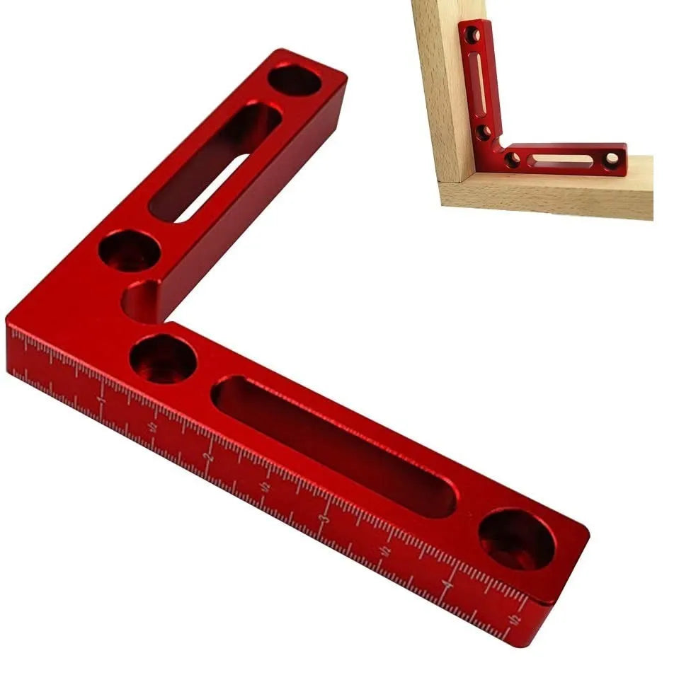 Aluminium Alloy 6061 woodworking right angle positioning block with scale showing 90 degree clamp for jigsaw
