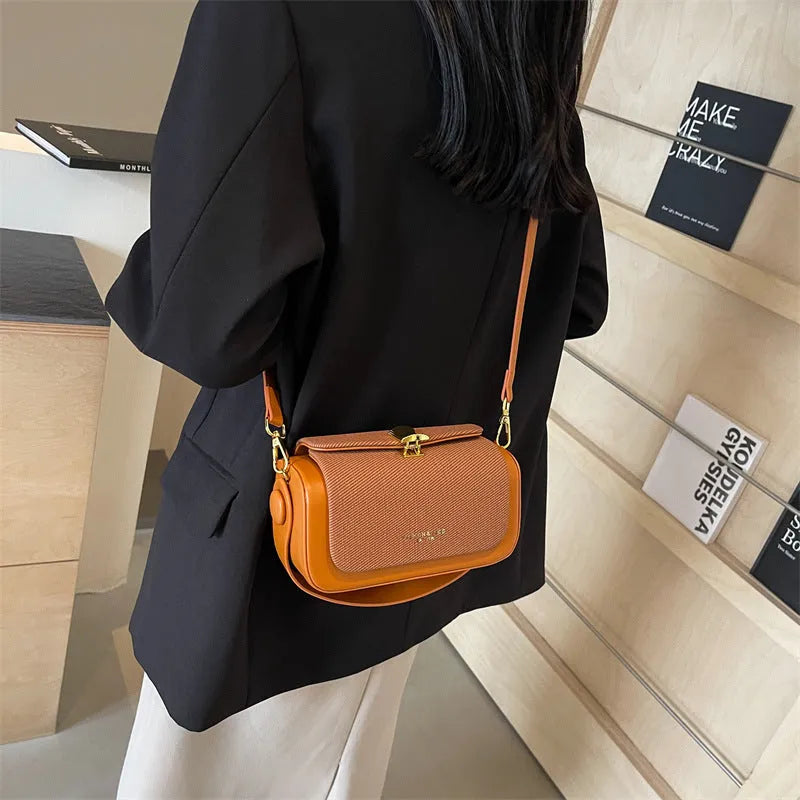 Women's PU leather messenger bag in urban simplicity style with horizontal square shape