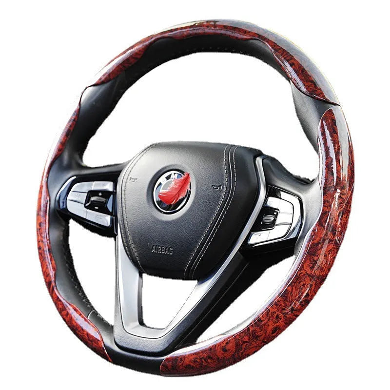 Artificial leather steering wheel sleeve in sports design for 38cm diameter wheels with crystal-effect colour options