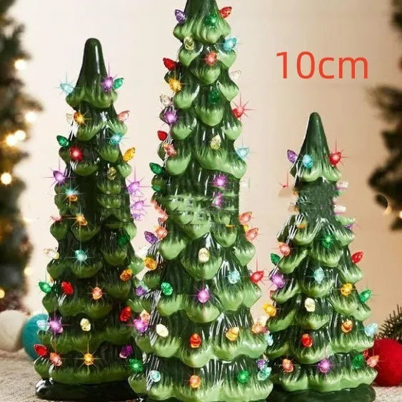 Resin Christmas tree decoration with lights in European style for holiday courtyard decor
